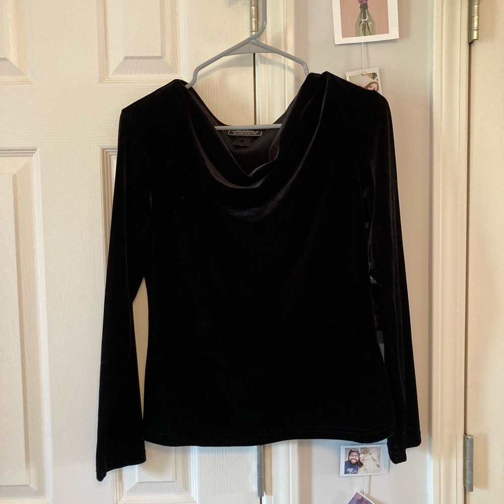 velvet cowl neck top